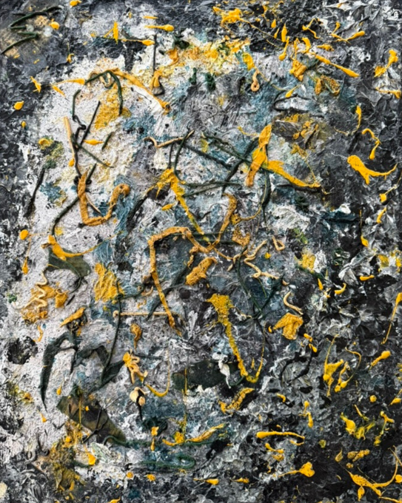 Apstraktna slika rađena akrilom i uljem na platnu