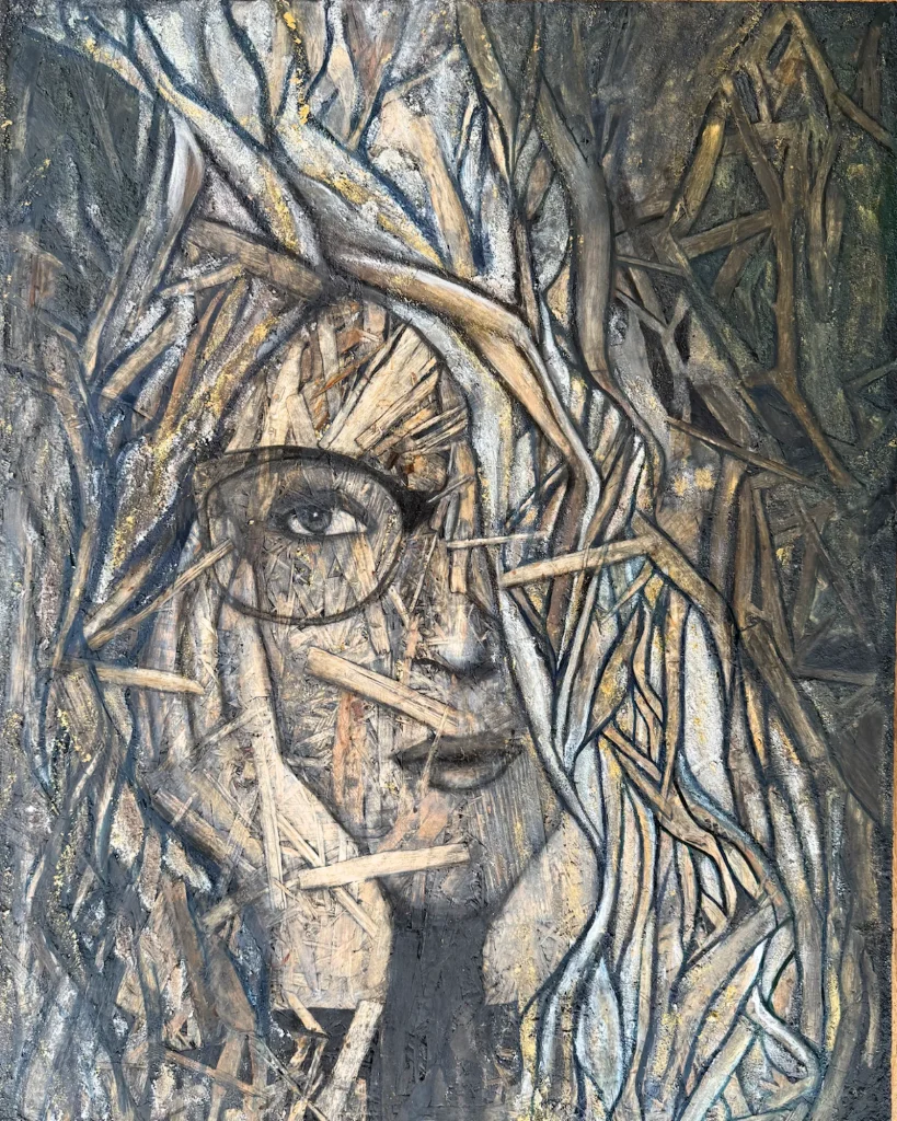 Portret zene na osb ploci ili platnu